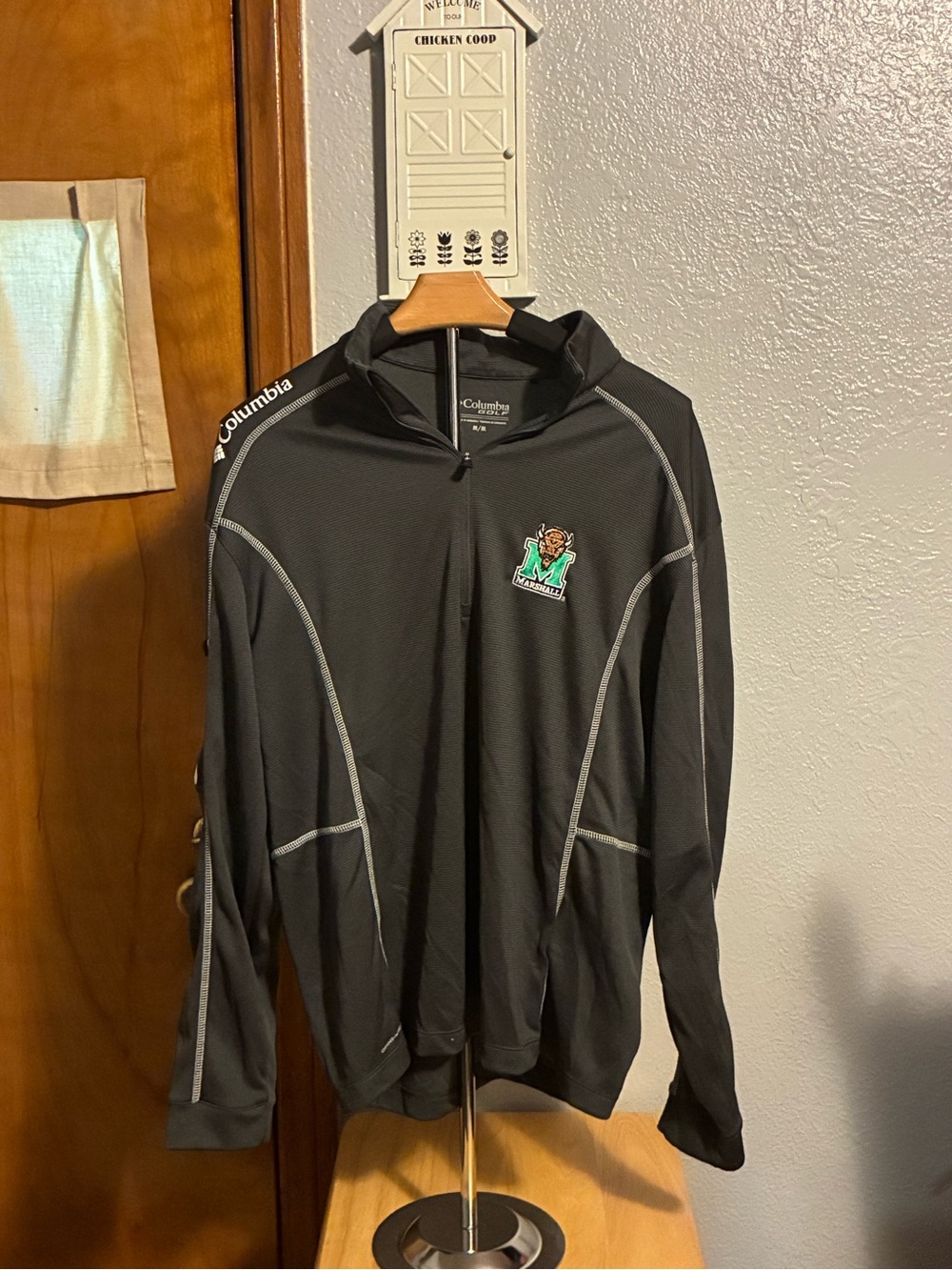 Columbia Black Long-Sleeve Quarter-Zip with Green Logo